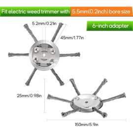 Steel Wire Grass Trimmer Head, 2025 New String Trimmer Replacement Head, Fits Electric Weed Trimmer with 5.5mm(0.2inch) Bore Size, 6 Inch Steel Wire Weed Brush Cutter Trimmer Head (2PCS)