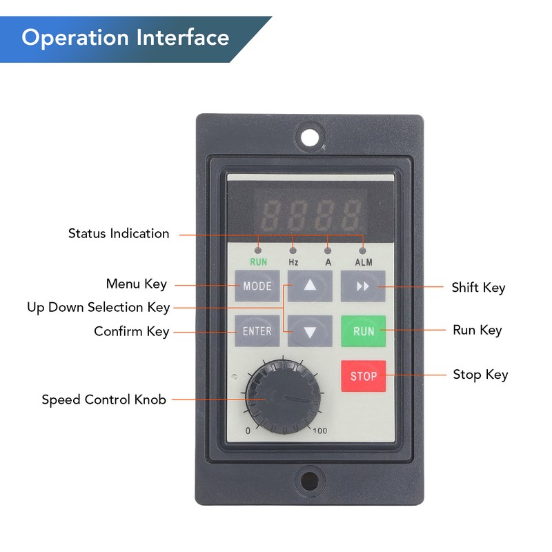 Variable Frequency Drive 1PH AC Input 3PH AC Output 0.4KW