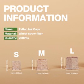 INKin Biodegradable Tattoo Ink Cups Medium 12mm - 200Pcs Disposable ECO Friendly Caps with Base for Hold Ink Pigments Supplies (12mm-Medium)