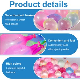 NHQZ 555 Stück Water Balloons,Wasserbomben Ballons,Wasserbomben Kinder,Schnellbefüllbare Wasserbomben,Bunte Wasserbomben, Ldeal für Sommerpartys,Pool und Strandspiele,Kinder Geschenke