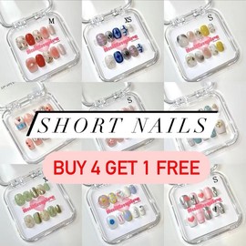 SHORT NAILS Part-1 | The Nail Empire | 10pcs Press On Nails | Nude color nails | Short nails | Square nails | Coffin nails | Cute| Glossy | Reusable | Most Affordable | High Quality | Nail haven| Nail heaven| - Design: 21, Size: S