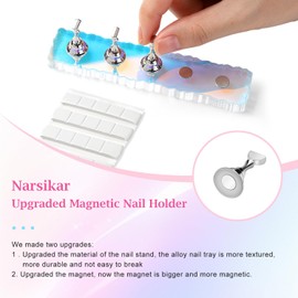 2 Set Nail Stands, Nail Holder for Painting Nails, Acrylic Nail Stand for Press on Nails Display Stand with Adhesive Putty Practice Nail Art Tools for Homes Salons (Silver)