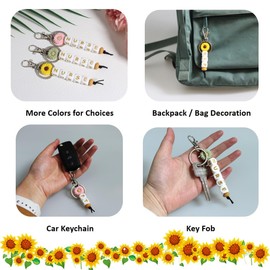 QqzsJewls SLP Gifts for Speech Language Pathologist Student Graduation Birthday Appreciation Employee Coworker Retirement Gifts SLP Silicone Beaded Keychain Sunflower