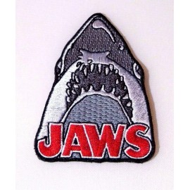 JAWS Movie SHARK EMBROIDERED SEWN/IRON ON PATCH 3.25" Tall PREMIUM Quality