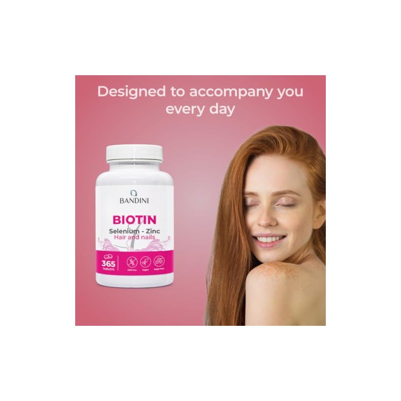 Bandini® Biotin Hair Growth Supplement | 365 Vegan Tablets High
