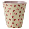 Melamine Medium Cup Two Tone with Kiss Print Red, Cream and Soft Pink by Rice DK