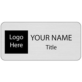 Business Name ID/Badge Custom Full Color Printing - Magnet Backer (Brushed Silver)