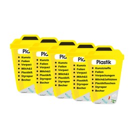 PrintAttack P038 - Set of 6 Waste Separation Stickers (German Language) - Scratch-, Weather- and UV-Resistant