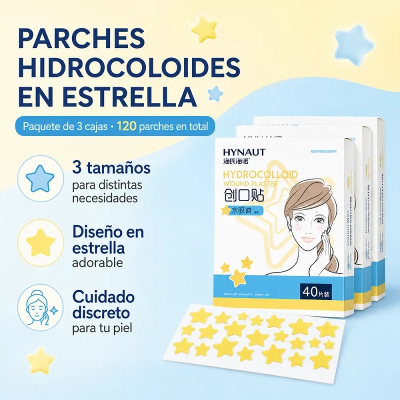Parches Hidrocoloides Estrella Acne 3 Cajas 120 Pzs Todo Tipo