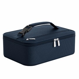 Neverwhy Small Lunch Box Insulated Lunch Bags Portable Mini Cooler Bag with Snap Buckle Handle for Work,Navy Blue 10-Can(5L)