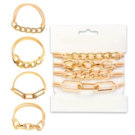 4 Pack Gold Hair Ties Elastic Bracelet Hair Ties Gold Ponytail Holders Cute Scrunchies Wrist Bracelet Hair Accessories (Golden, One size)