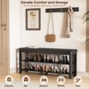 IUNVR Shoe Rack Bench Seat Rubberwood 2-Tier Wooden Storage Bench
