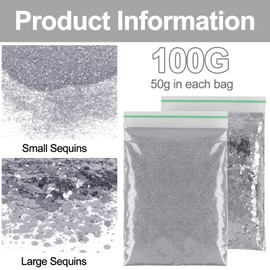 100 g Glitter Crafts, Glitter Gold, Craft Glitter, Powder Glitter for Crafts, Glitter Powder for Makeup, Nails, Face Crafts, Nail Art, Card Making (Silver)