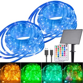 Nazuwke 99FT Solar Rope Lights Outdoor Waterproof, 300 LED String Light USB & Solar Powered with Remote Control, 18 Colors Changing Fairy Tube Lighting for Outside Indoor Patio Pool Christmas Decor