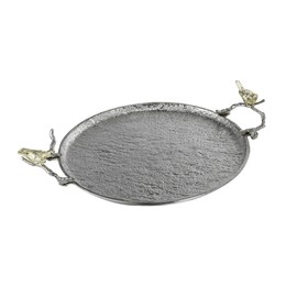 A&B Home Aluminum Serving Platter with Bird Handles