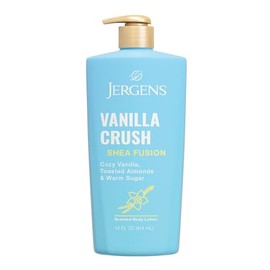 Jergens Loción corporal Shea Fusion Vanilla Crush, hidratante con manteca de karité y vitamina E, 14 onzas líquidas | Loción hidratante de manteca de 