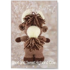Knitting by Post Knitting Pattern Leaflet for Short and Sweet Highland Cow Animal Birthday Gift Soft Toy A5 Leaflet