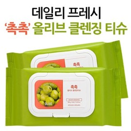 Holika Holika (1+1) 데일리 프레시 촉촉 올리브 클렌징 티슈 60매 (1+1) Daily Fresh Moisturizing Olive Cleansing Wipes 60 Sheets