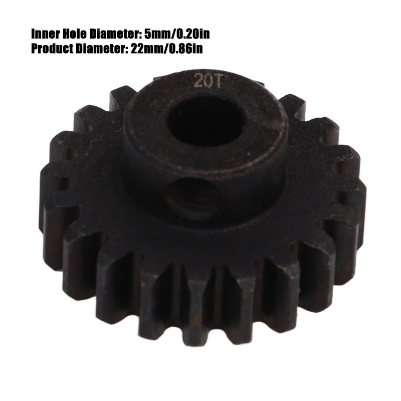 20T 22mm Diameter RC Motor Gear Steel Rust Protection Black