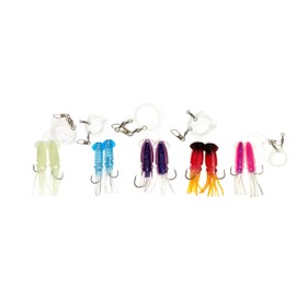 Squid Rigs, Rock Cod Saltwater Fishing Lures, 15 Pcs 5 Colors Rigged, for Bottom Fishing & Deep Drop, Includes Storage Bag, Ideal for Rock Cod, Lingcod, Halibut & Offshore Game Fish