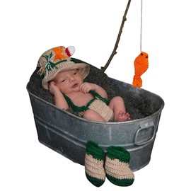 Jastore Newborn Photography Props Outfits Boy Baby Crochet Knitted Fisherman Hat Photoshoot Baby Photo Props Costume