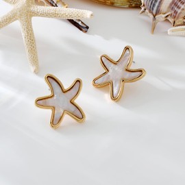 WOWORAMA Acrylic Starfish Earrings for Women Ocean Sea Star Shell Earrings Summer Beach Chunky Gold Statement Earring Jewelry
