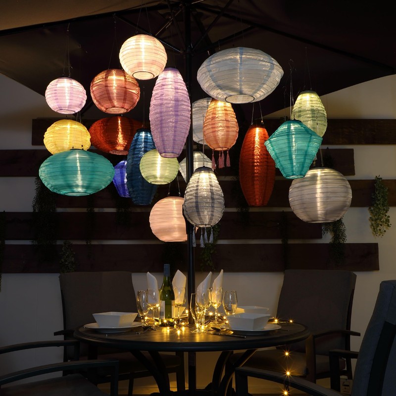 NOMA Solar Mandarin Lantern, Small Oval with Tassels, 20 cm