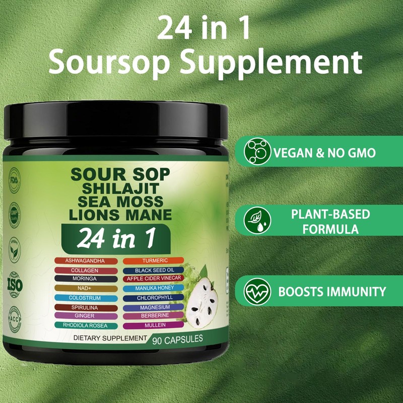 Soursop Capsules - 24 in 1 Graviola Soursop Capsules with