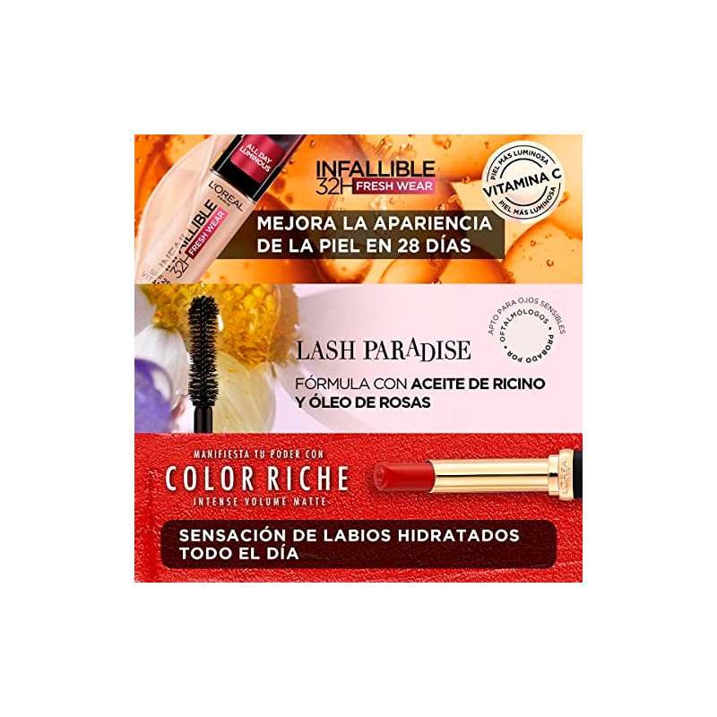 L'Oreal Paris, Kit Mascara Lash Paradise Waterproof + Color Riche