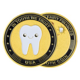 Artisan Owl Tooth Fairy Coins - Lost Teeth Reward Commemorative Coin Set, Golden Plated Novelty Coin, The Bank of Fairy Finances Tooth Fairy, Gold Coin Gifts, 40x3mm