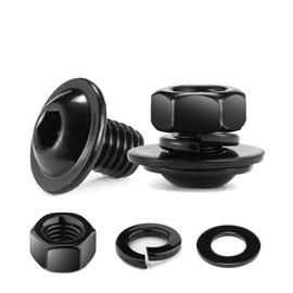 M6 x 10mm Flanged Button Head Socket Cap Screws Bolts, Nuts, Flat & Lock Washers, 20Pcs 18-8 (304) Stainless Steel, Fully Threaded, Black Oxide by SG TZH (with Hex Spanner)