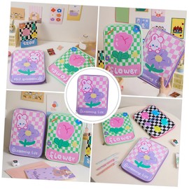 CAXUSD Cartoon Checkerboard Tablet Case Elegant Pu Storage Pouch for Girls Capacity for Tablets and Accessories Stylish and Practical for School and Travel