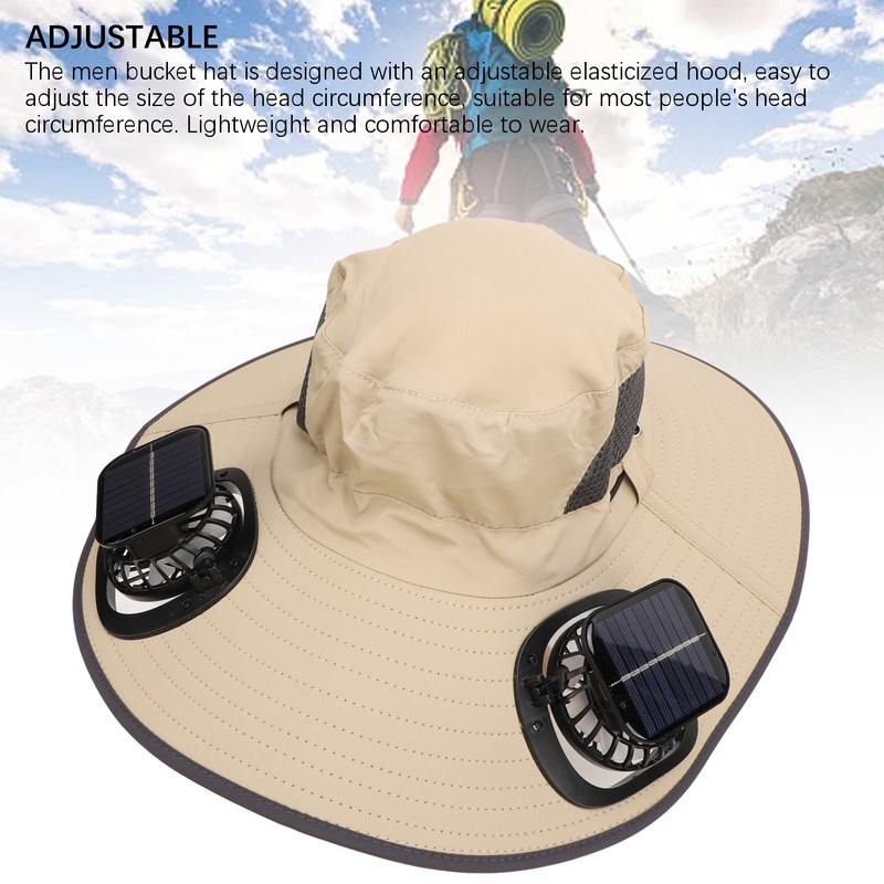 Detachable Sun Fan Hat 3 Speeds Adjustable UPF50 Breathable Wide