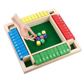 Shut The Box Game, Shut The Box Dice Game, Shut The Box Game 4 Players, 4 Colours, 8 Dice Shut The Box, 2-4 Players Family Wooden Board, Table Maths, 4 Players Dice Game