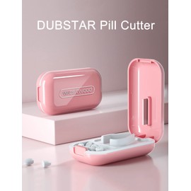 DUBSTAR Small Pill Cutter, Pill Cutter Splitter for Small and Tiny Pills, Portable Pretty Pill Cutters for Large Pills, Cuts Vitamins Tablets for Purse Pocket (Pill Cutter, Pink)