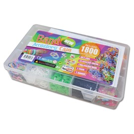 1800 Loom Bands And Accessory Case With Big Crochet Hook Tool + Clips + Charms Art Craft Friendship Bracelet Jewellery Making Adults Game (NG1)