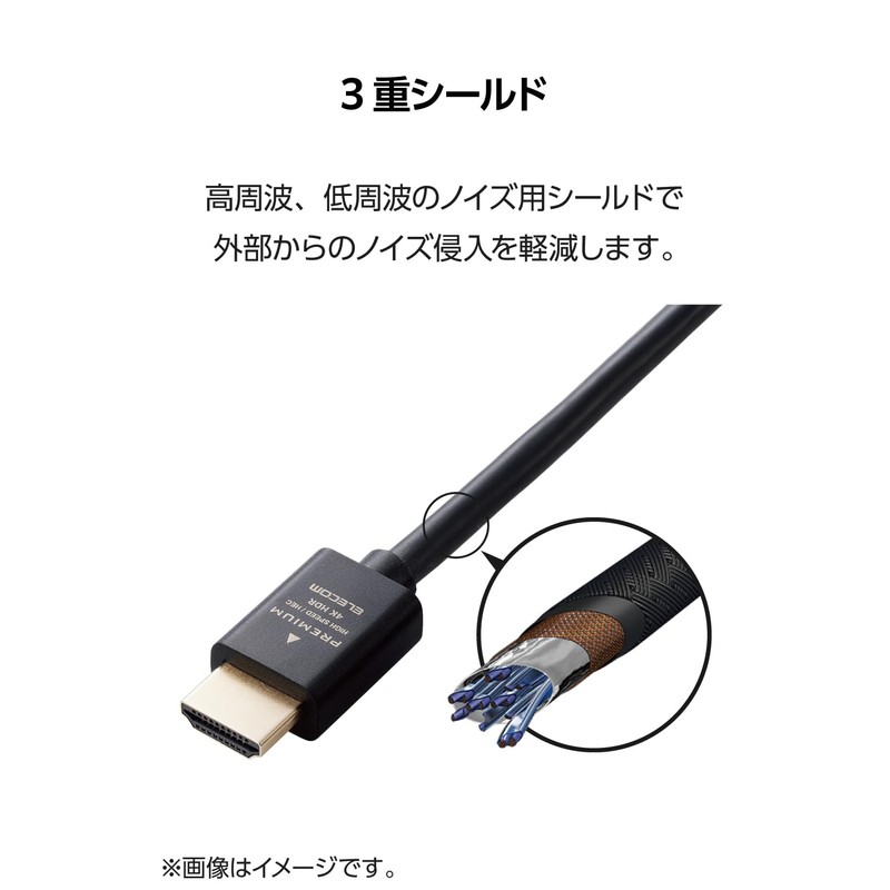 エレコム HDMI ケーブル 1m <Ver2.0> プレミアム 4K2K(60Hz) 【Premium HDMI(R) Cable規格認証済み】
