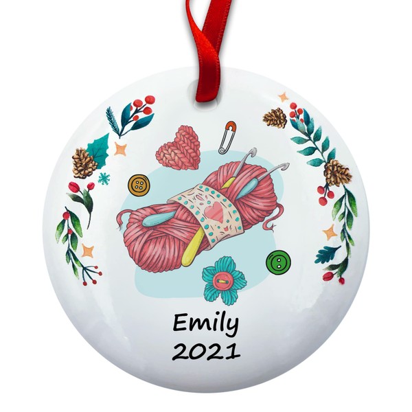 CHEERZEER CUSTOMIZE Personalized Crochet Christmas Ornament, Crocheting Ornament