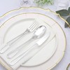 24 Silver Disposable Plastic Cutlery Hollow Handle Spoons Forks Knives