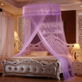 Flowy Fine Mesh Bed Canopy Mosquito Net (Purple)
