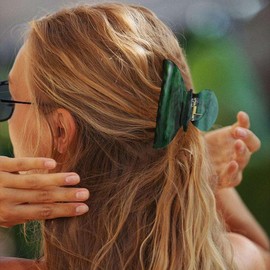 CAKURE Hair Claw Clips Acrylic Hair Clips Medium Marble Hair Claws Hair Accessories for Women (Pack of 2) (c-dark green&claret)