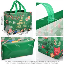 8PCS Christmas Gift Bags,Christmas Tote Bags with Handles, Christmas Treat Bags, Multifunctional Non-Woven Christmas Bags for Gifts Wrapping Shopping, Xmas Party Supplies, 32.5×25×17cm
