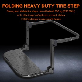 IZTOSS Universal Portable Folding Tire Step for Pickup SUV Big Truck Tire Mounted Auto Step Dually Sturdy Climber Step Max 9.05"-11.02" Tire Width Adjustable Height and Width Maximum Load of 330 lbs