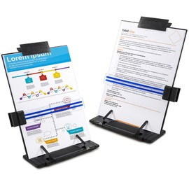 Lawei 2 Pack Desktop Document Holder with Adjustable Clip and Line Guide, Portable Document Book Holder - Copy Holder for Letter, Legal A4 Documents, Up to 150 Sheets, Black