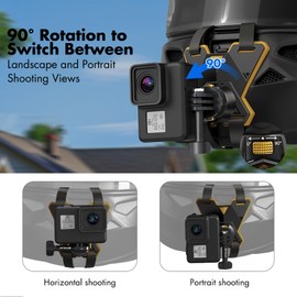 Yoxovo Motorcycle Helmet Chin Mount Magnetic Quick Mount for Hero 13 12 11 10 9 8 7 Max, Insta 360 X5 X4, DJI OSMO Action 5 Pro 4/3, AKASO Strap Attachment, Switchable Vertical Mount