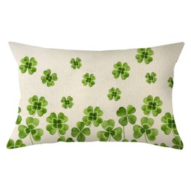 Ogiselestyle St Patricks Day Clover Throw Pillow Cover, 12 x 20 Inch Lucky Shamrock Cushion Case Decoration for Sofa Couch
