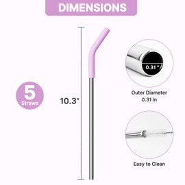 Lpaacat Metal Straws Reusable for 20oz YETI Tumbler Mug- 8.5" Stainless Steel Replacement Straws with Silicone Tips for 20 oz Cup, 1 Portable Bag