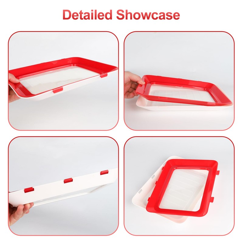 4Pcs Stretch Fresh Storage Trays - Stacked and Reusable Flat