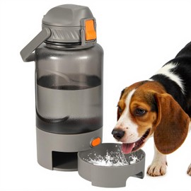 Turchongeco Outdoor Dog Water Bottle 50oz Leakproof Portable Pet Water Dispenser with Handle for Travel Hiking Camping Beach Trips BPA Free Must Have for Active Pets (Grey)