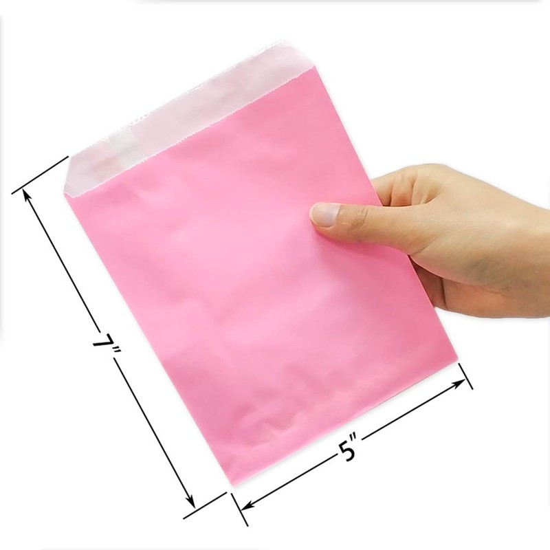 AZOWA 100 CT Small Paper Treat Sacks Pink 5 x